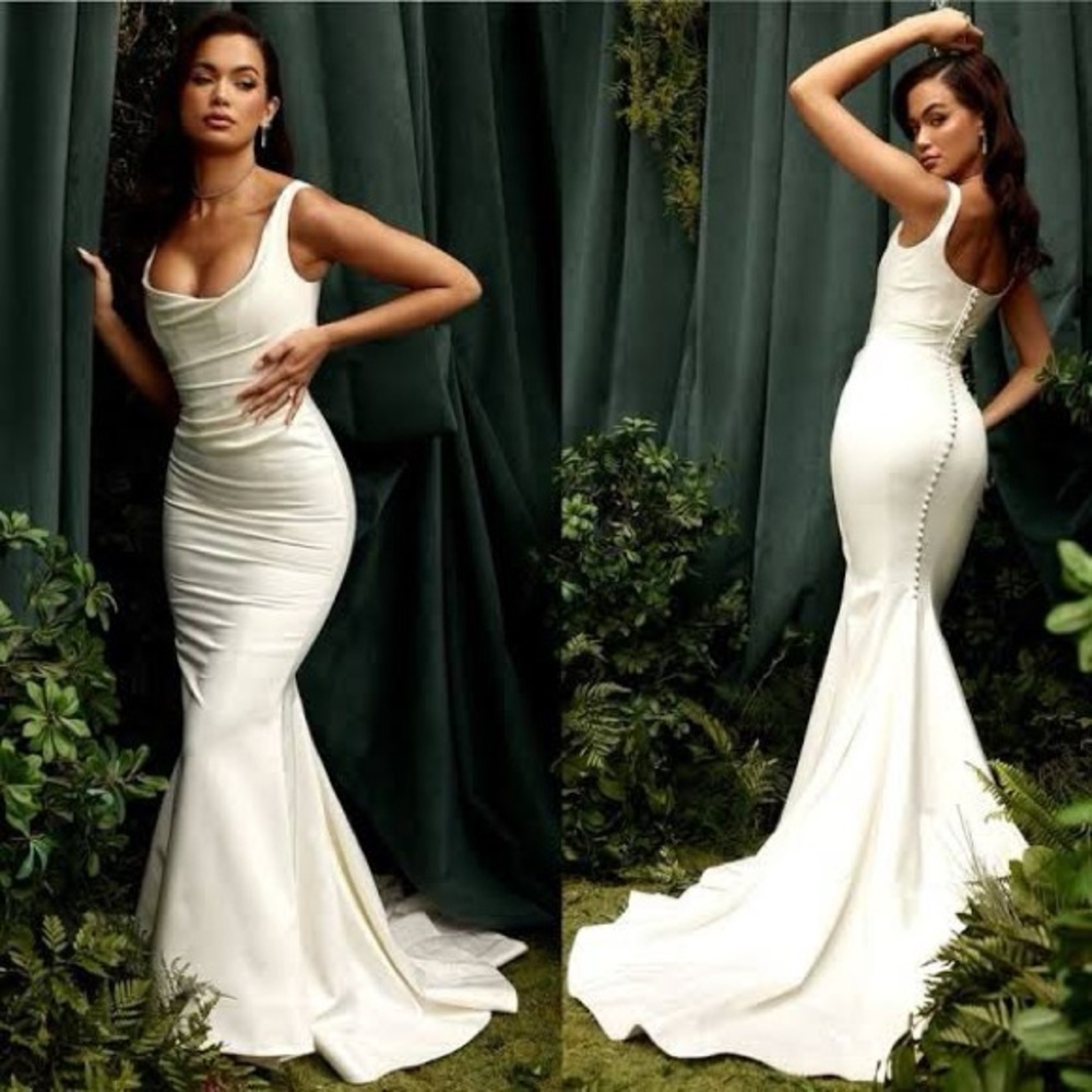 Emilie Off White Satin Mermaid Bridal Gown